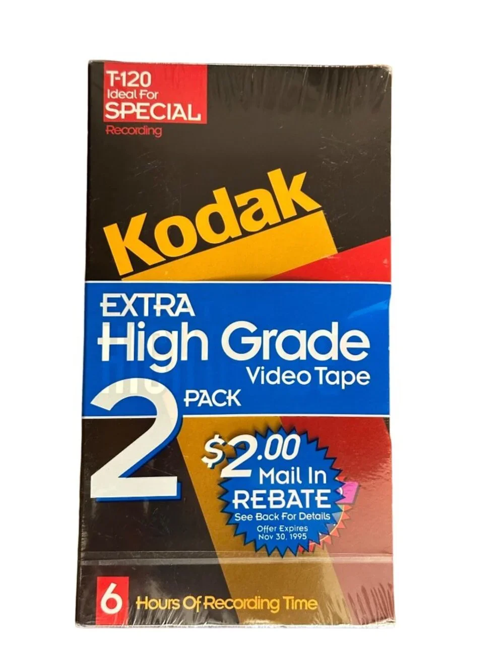 Kodak Video Tape NWT Extra High Grade 2 Pack 6 Hours T-120 Ideal for Special VCR